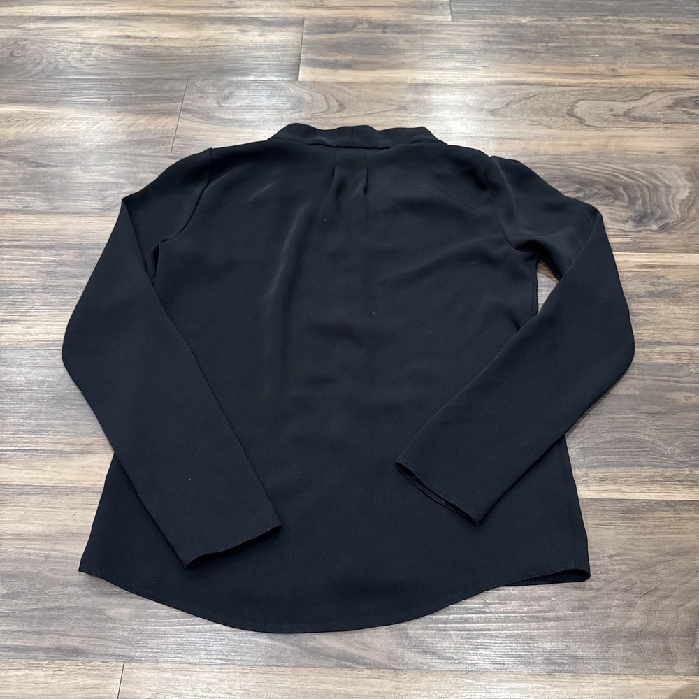Babaton Aritzia Blouse Womens XXS Black Open Front V Neck Long Sleeve Work Top - Picture 3 of 6